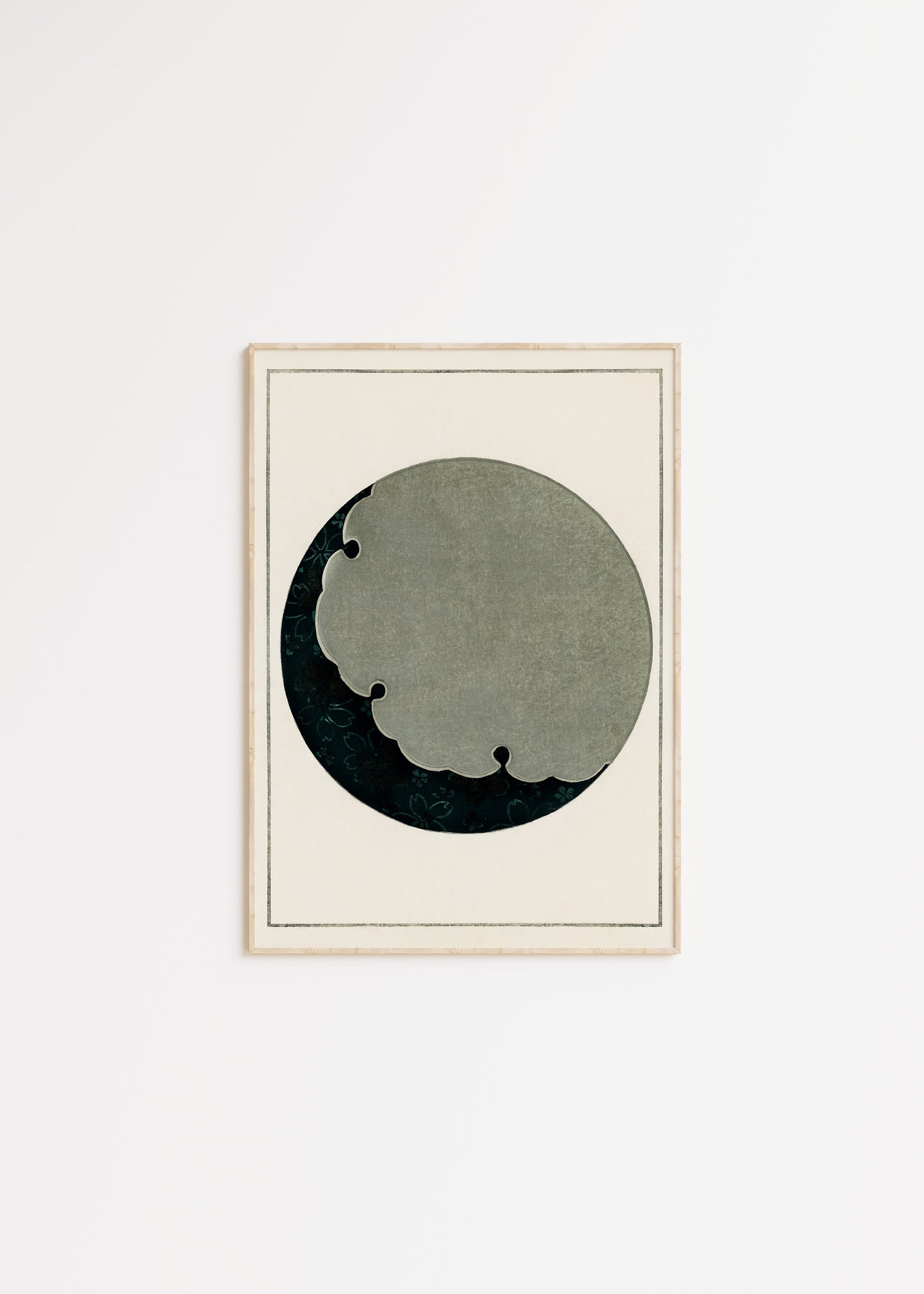Japanese vintage art print featuring full moon